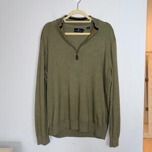 Southern Tide Mens Pullover 1/4 Zip Sweater Size Large Green Preppy Logo Cotton